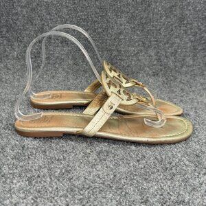 Tory Burch Miller Sandals Women's Size 8 Gold Leather Summer Thong Flip Flops